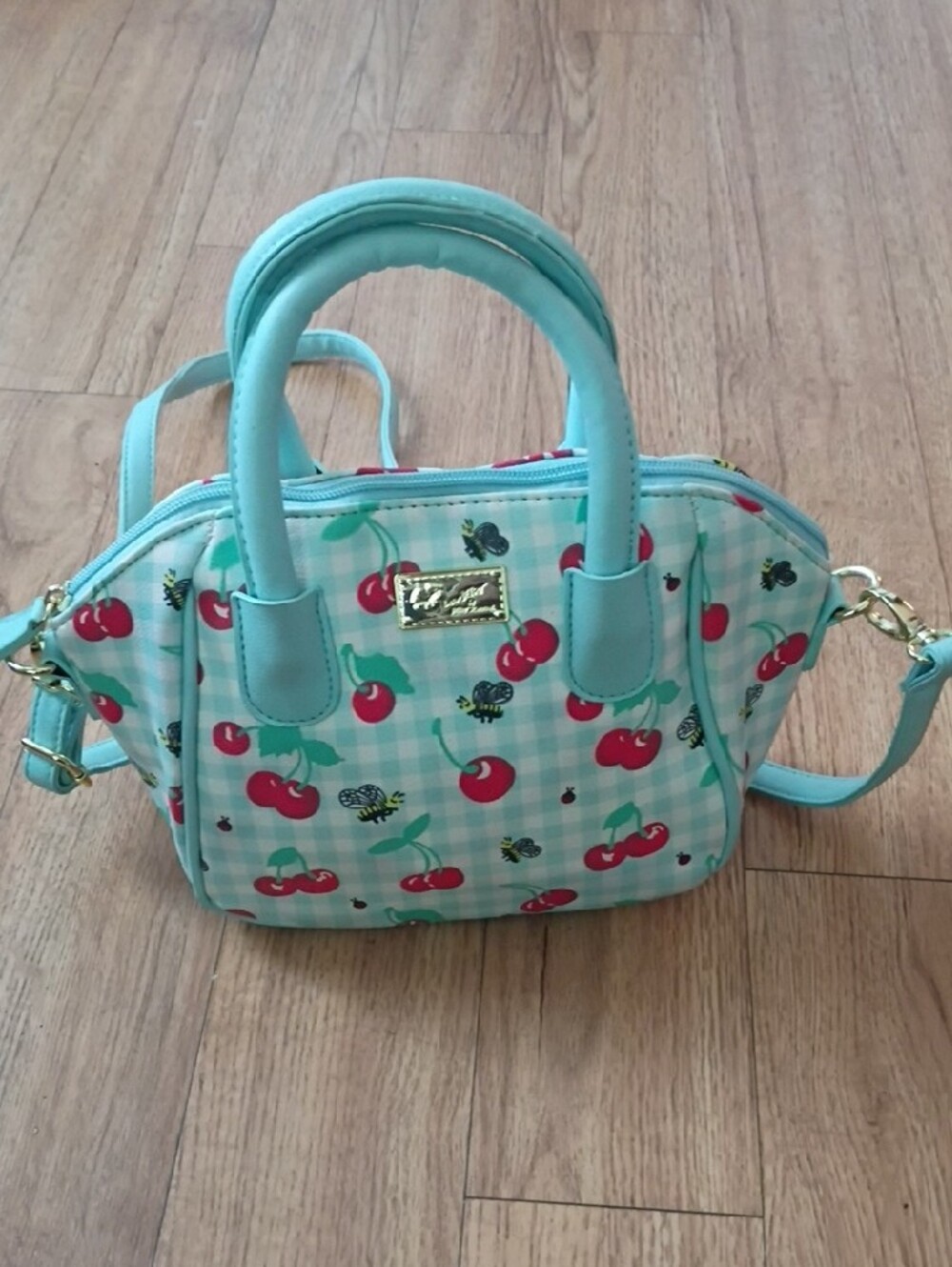 Betsey Johnson Mint and Red Cherry Crossbody Bag - Picture 2 of 5